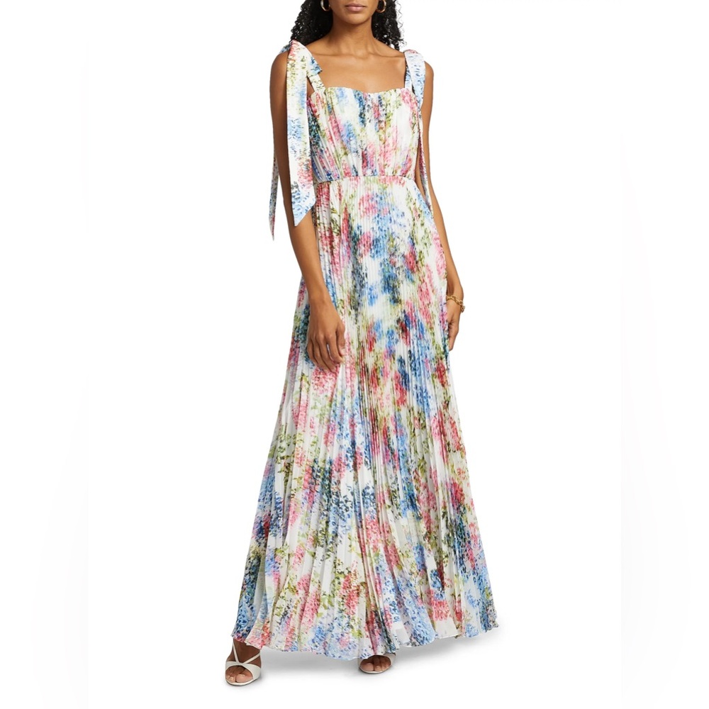 As It May Floral Maxi Dress - Pink, Blue, Green Size 4 - Picture 1 of 7